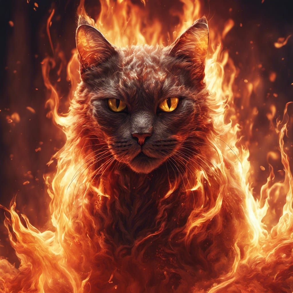 Fiery Feline: A Detailed Matte Painting
