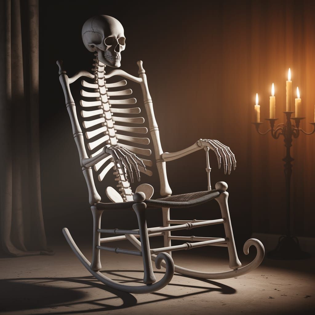 Gothic Bone Rocking Chair in Candlelight