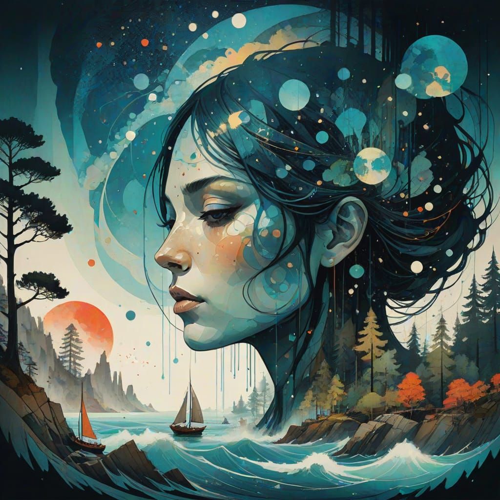 Surreal Dreamscape: Galaxy Merges with Earthly Realm