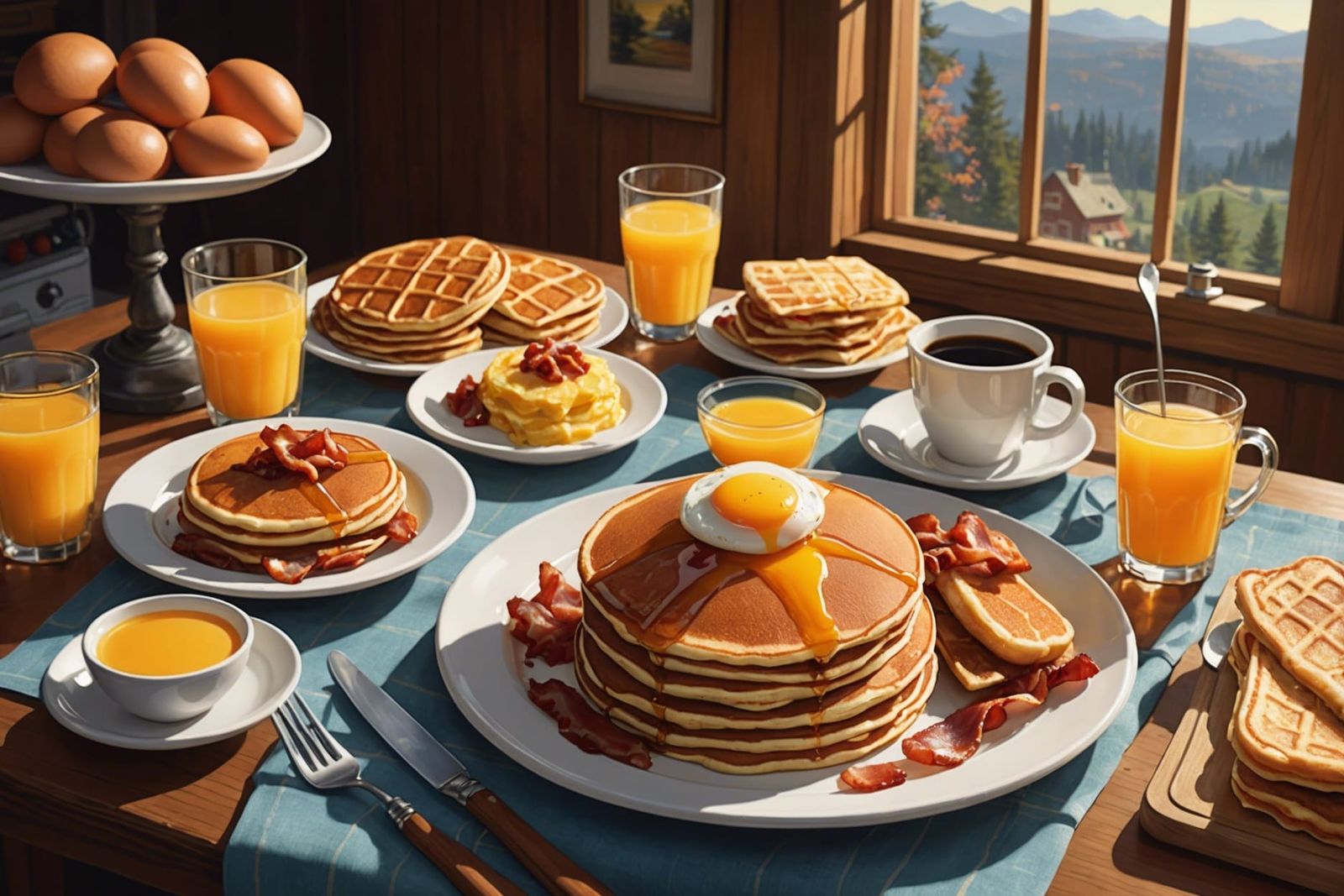 Appetizing Breakfast Spread in Realistic Digital Painting