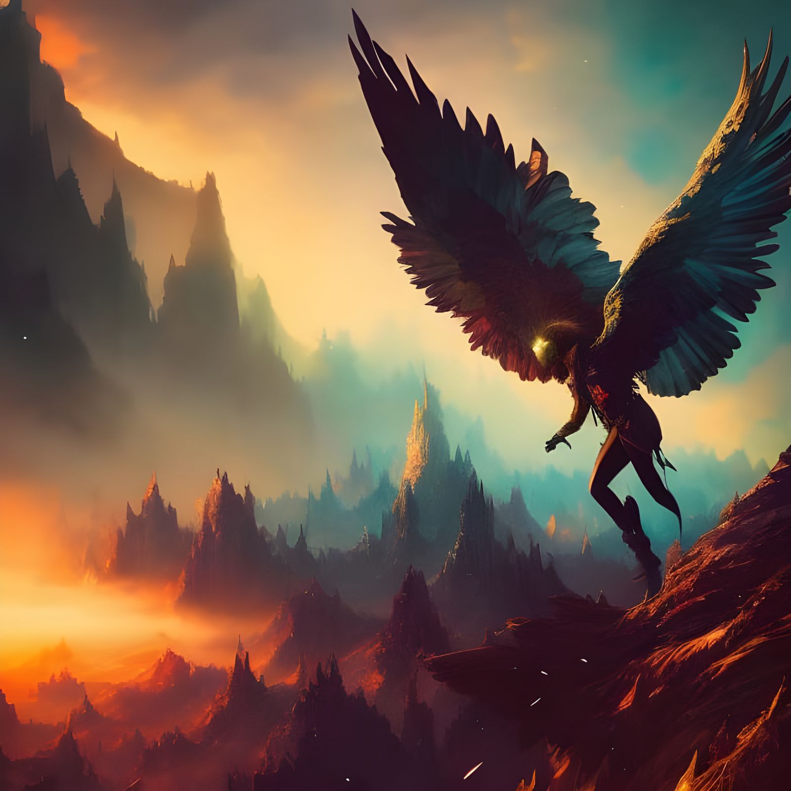 Cosmic Birds in Space, Digital Anime Art