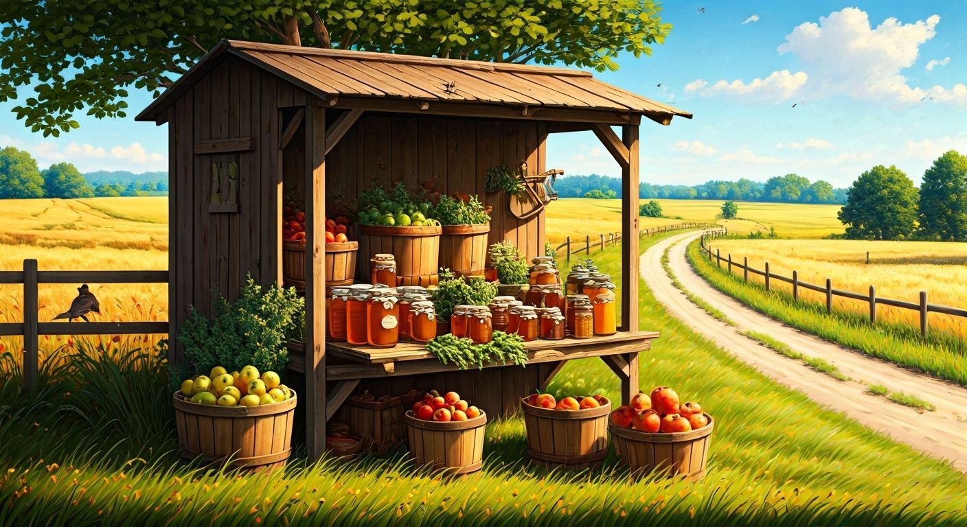 Farm Stand on Sunny Country Road