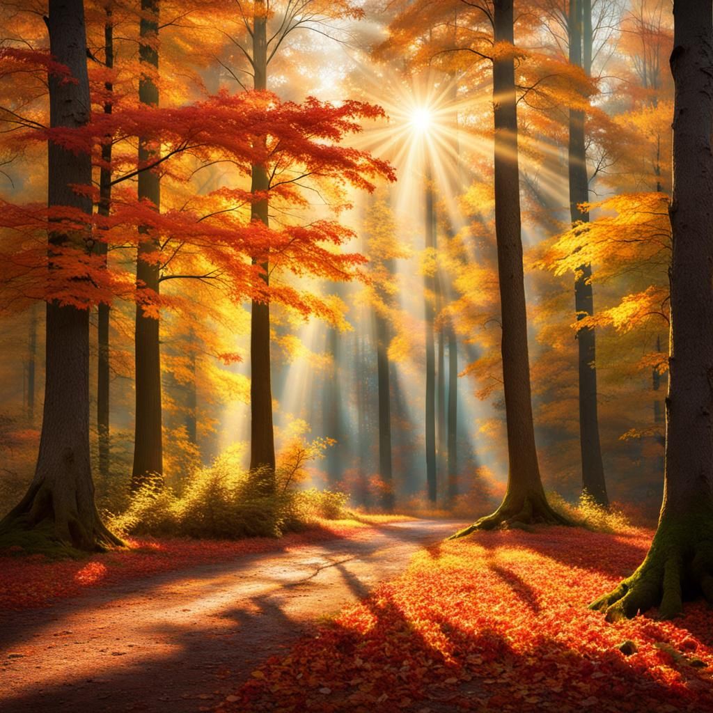 Autumnal Forest Floor in Vivid Oil Painting Style