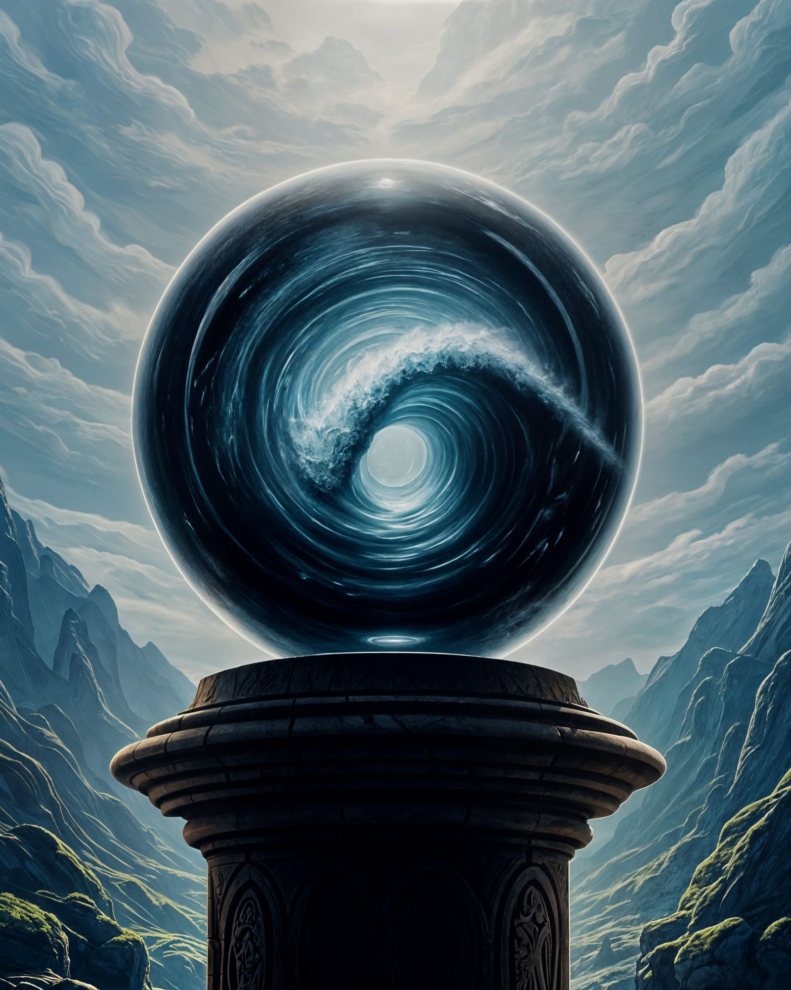 Palantir Visions of Numenor's Destruction in Fantasy Art