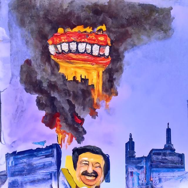 City on Fire: Dictator's Delight in Gouache