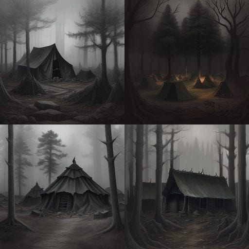 Medieval Army Encampment in Dark Forest Depths