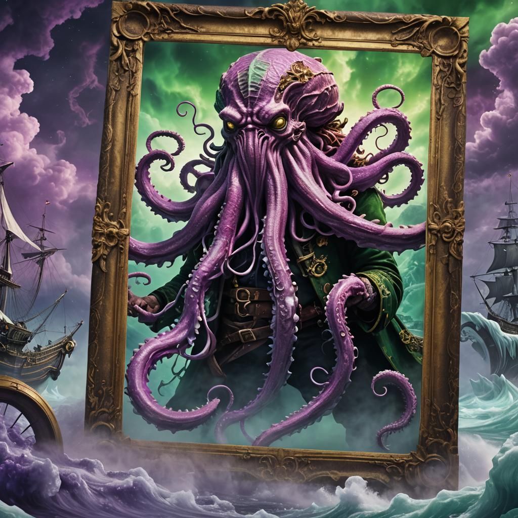 Iceskating Kraken Wanted Poster in Cosmic River