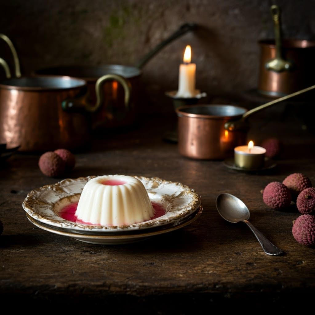 Lychee Rosewater Panna Cotta Still Life