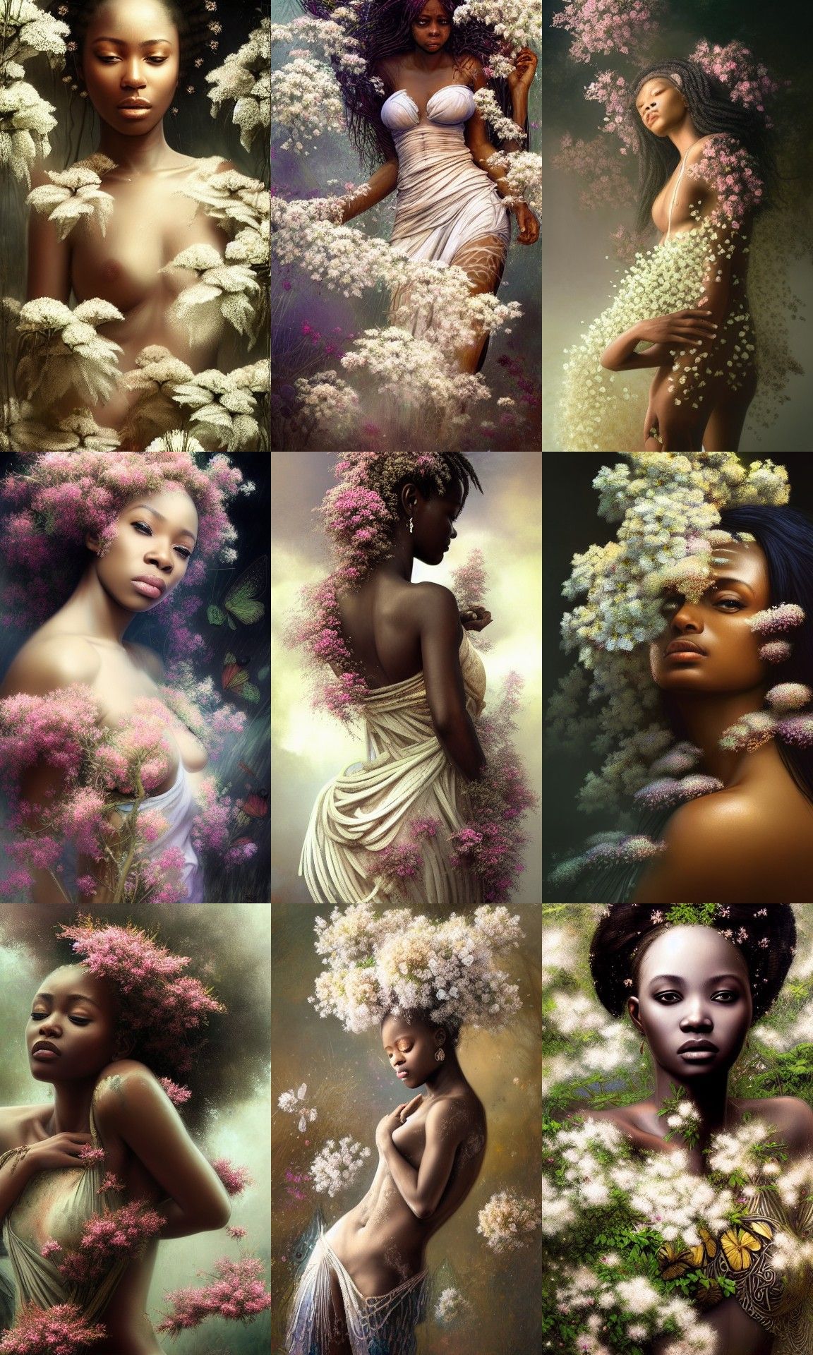 Liberian Goddess with Pepper Flowers: Hyperrealistic Photogr...