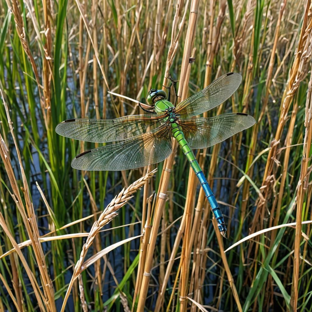 Detailed Green Darner Dragonfly Close-Up