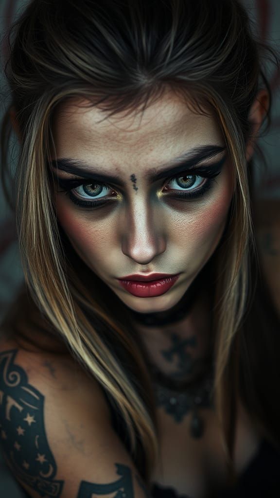 Gothic Rocker Portrait with Expressive Eyes