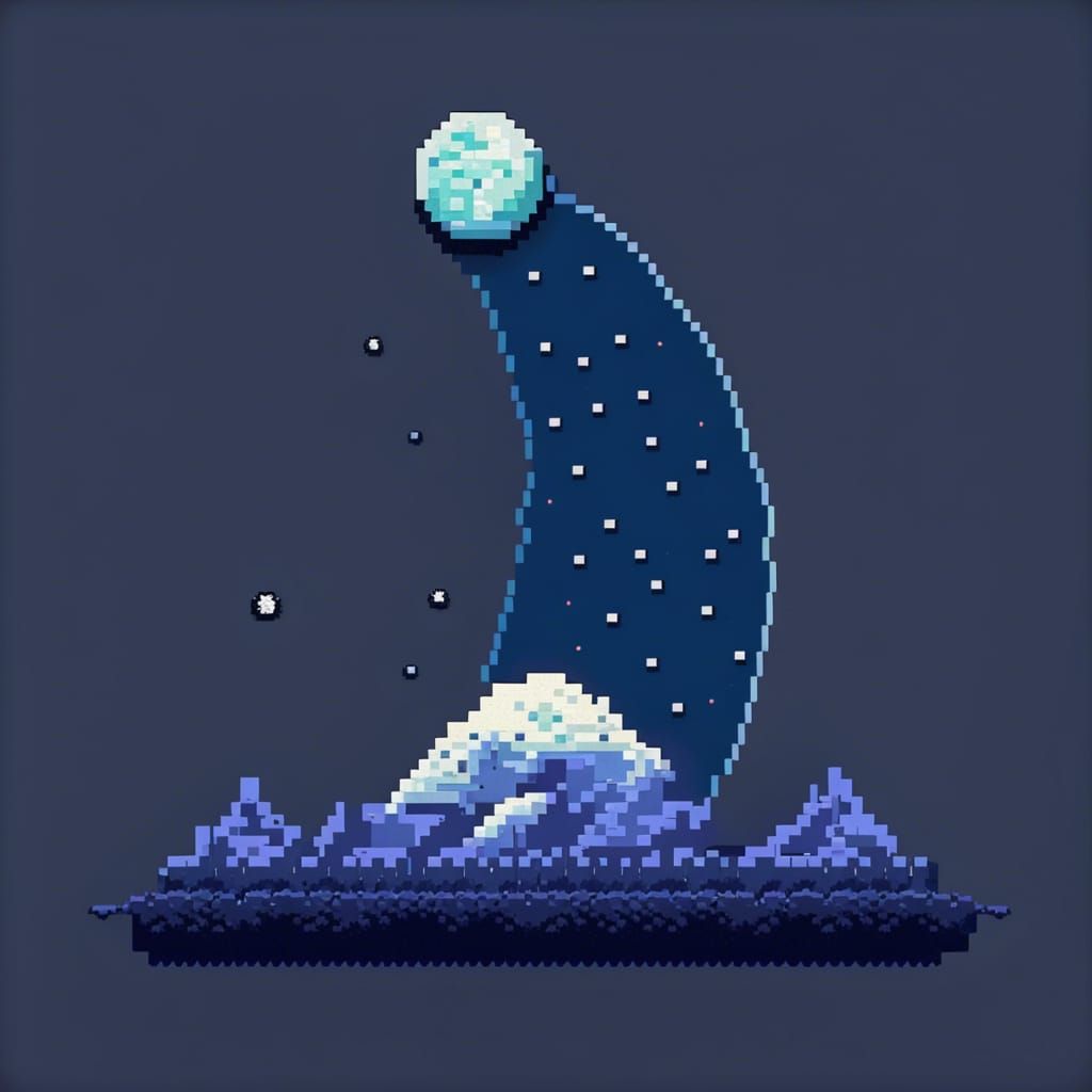 Pixel Art Moon in 16-bit Style