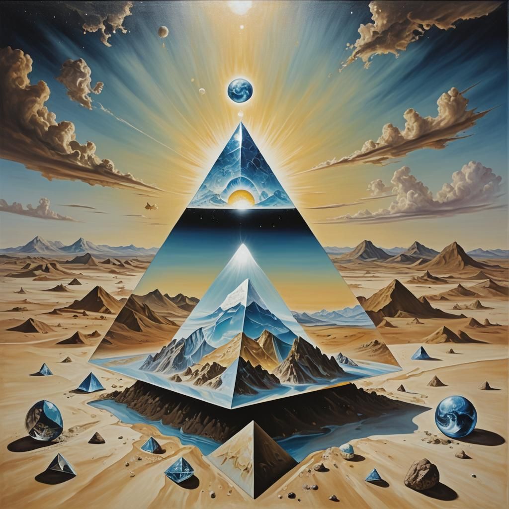 Surreal Crystal Pyramids in a Dali-esque Style