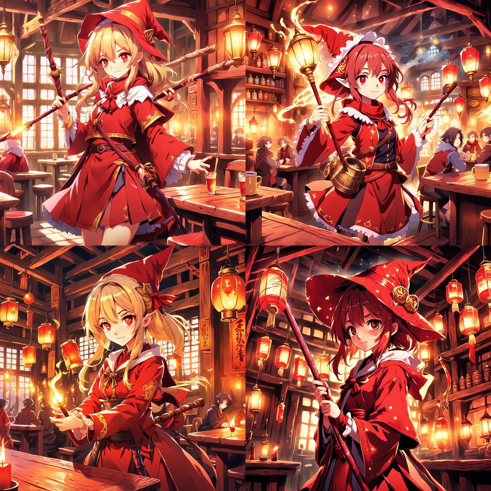 Anime Girl Wizard in Tavern Scene
