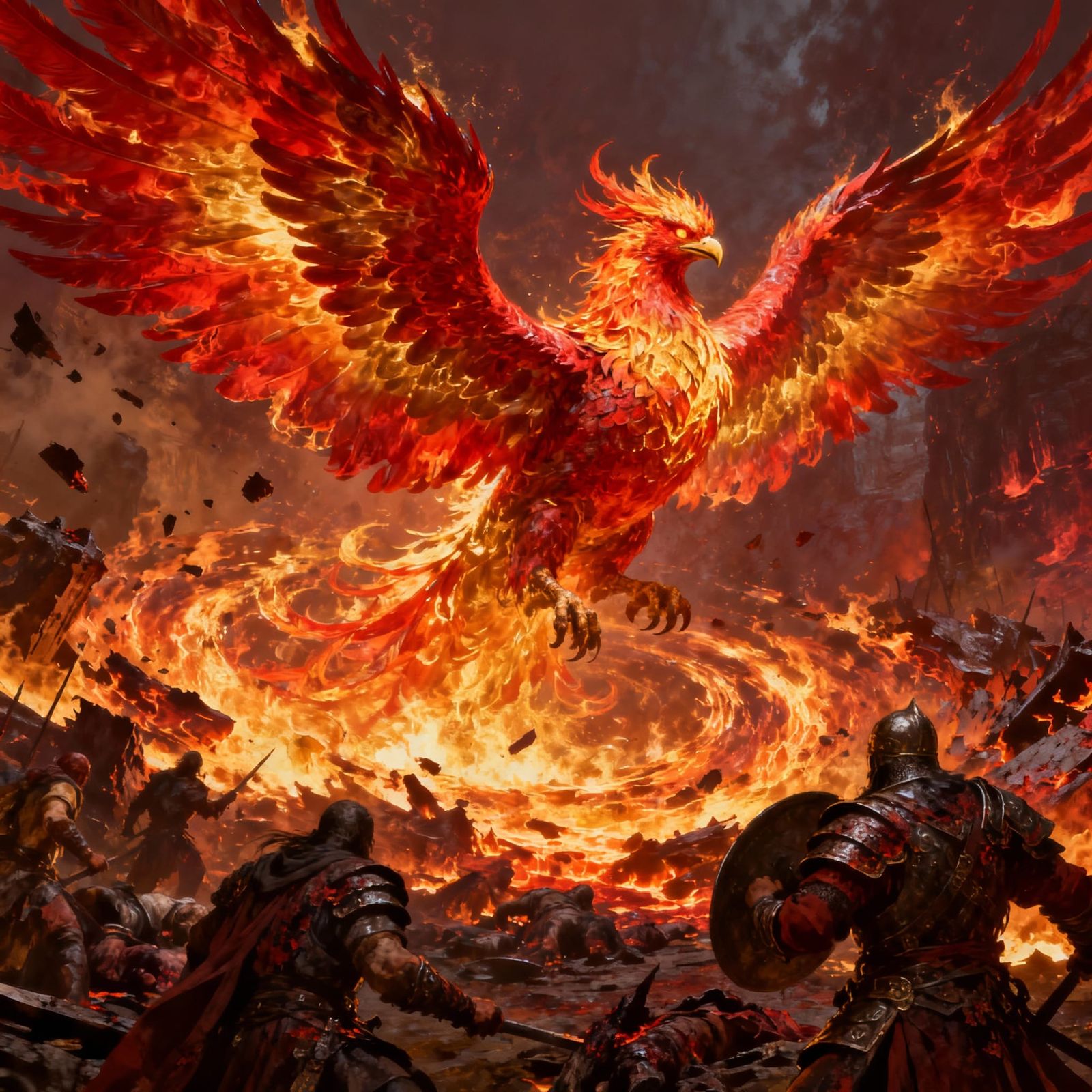 Majestic Phoenix Engulfs Enemies in Fiery Inferno