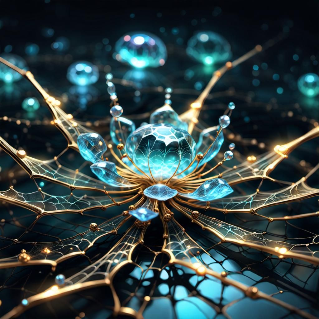 Bioluminescent Crystal Flower in Abstract Style