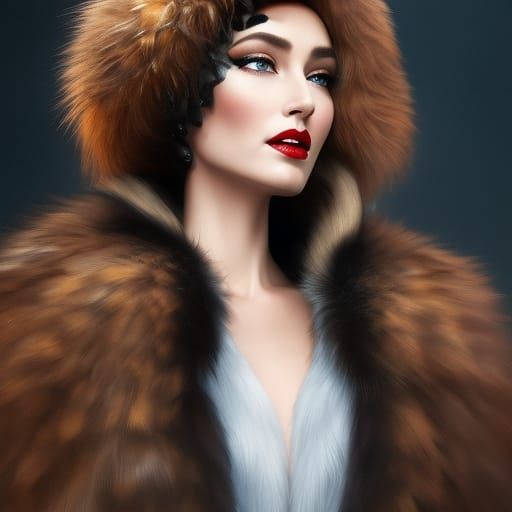 Queen Elsa in Fur Coat: Hyperdetailed Splash Art