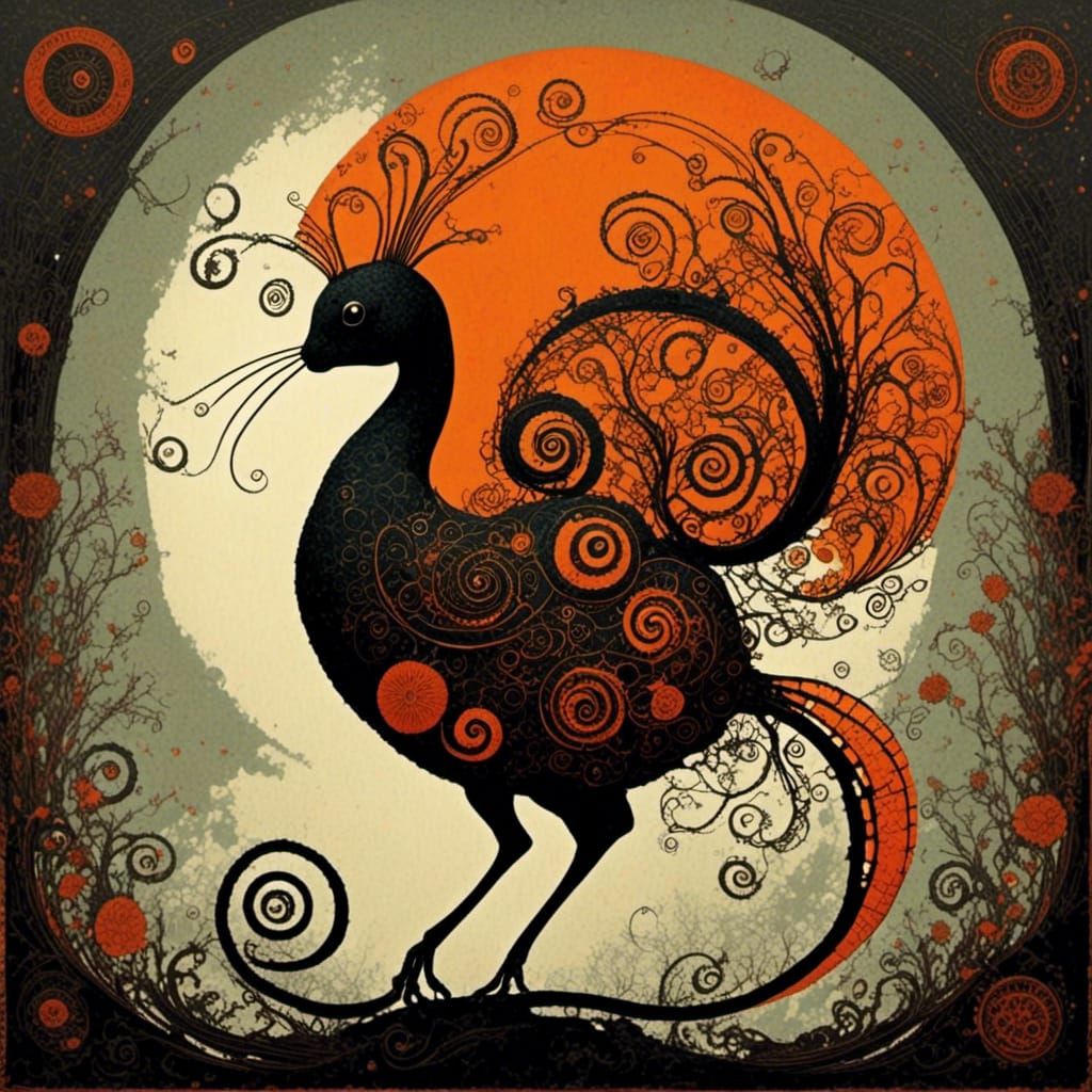 Steampunk Orange Pop Art with Intricate Details