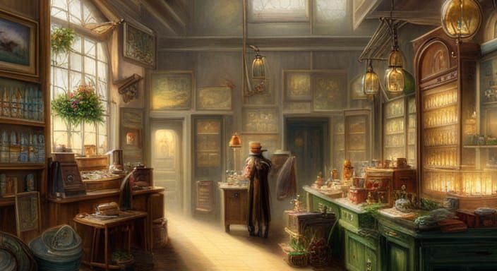 Ethereal Apothecary Shop Interior in Fantasy Style