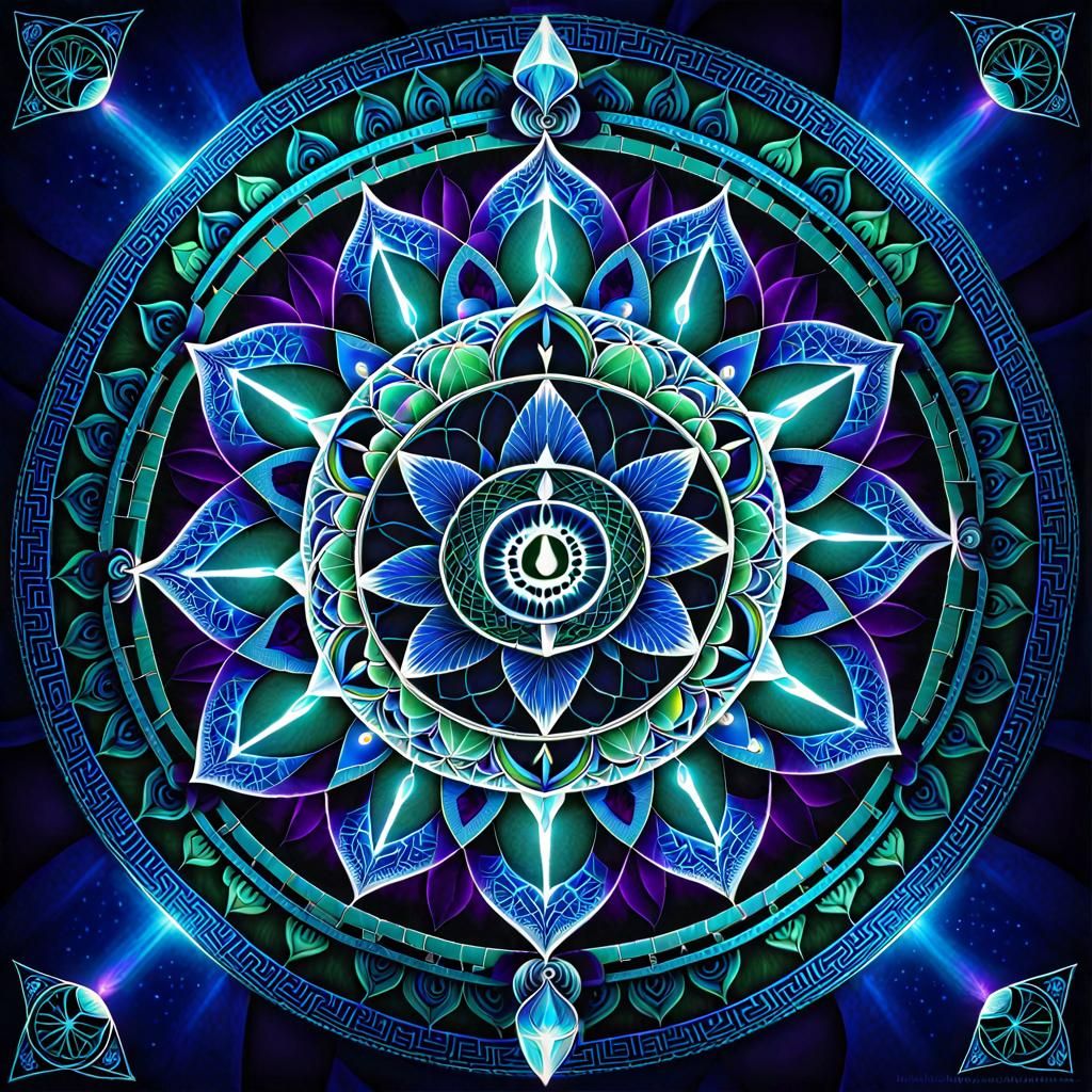 Intricate Mandala with Sacred Geometry and Key Patterns