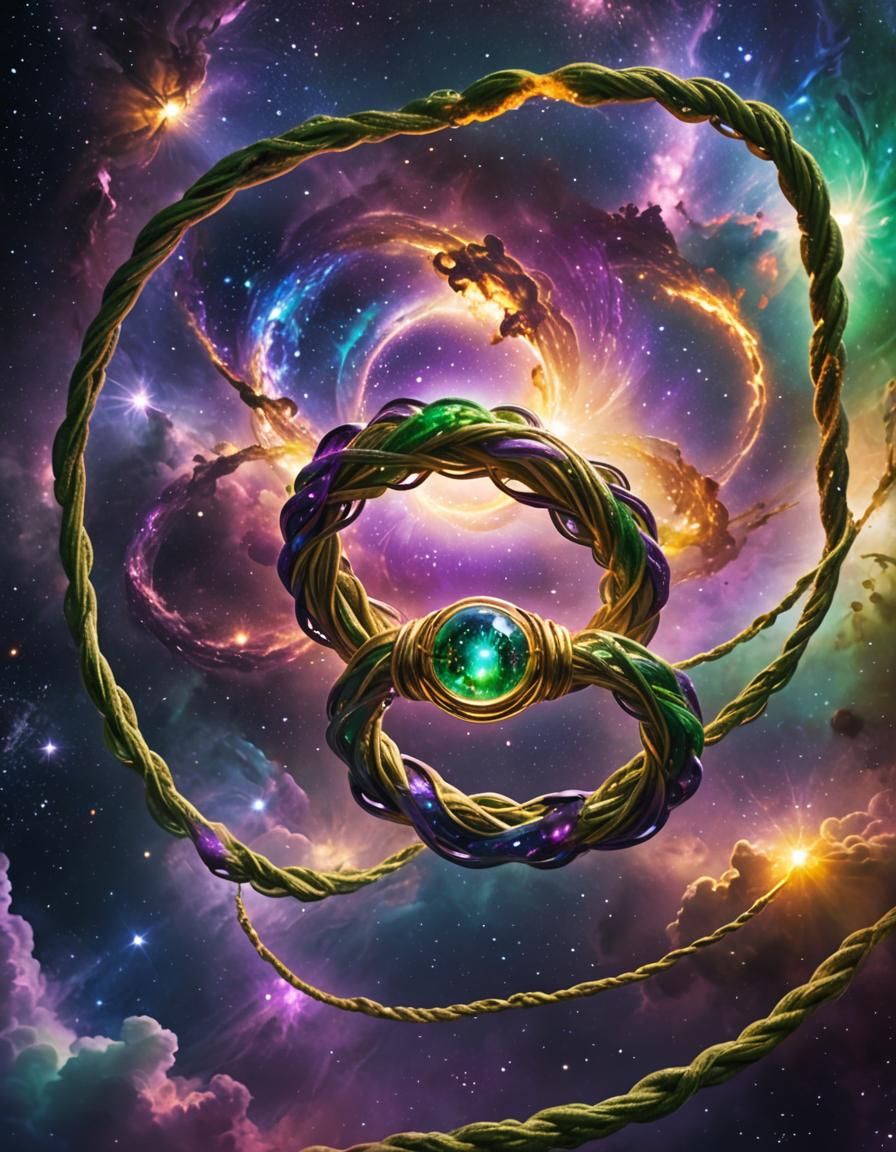 Glowing Rope Ring in a Swirling Galaxy: Fantasy Art
