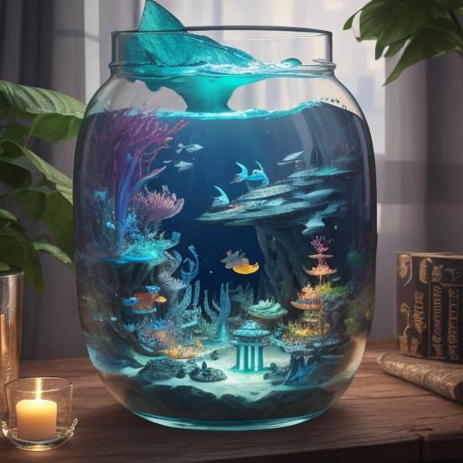 Atlantis in a Glass: Detailed 3D Anime Art