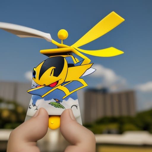 Pokemon Helicopter with Yellow Tail: Digital Art