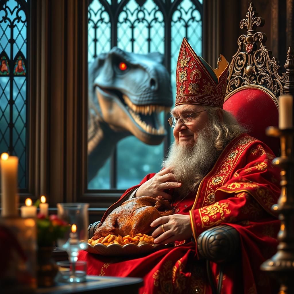 Gothic Cathedral: Bishop's Feast and Dinosaur Visitor