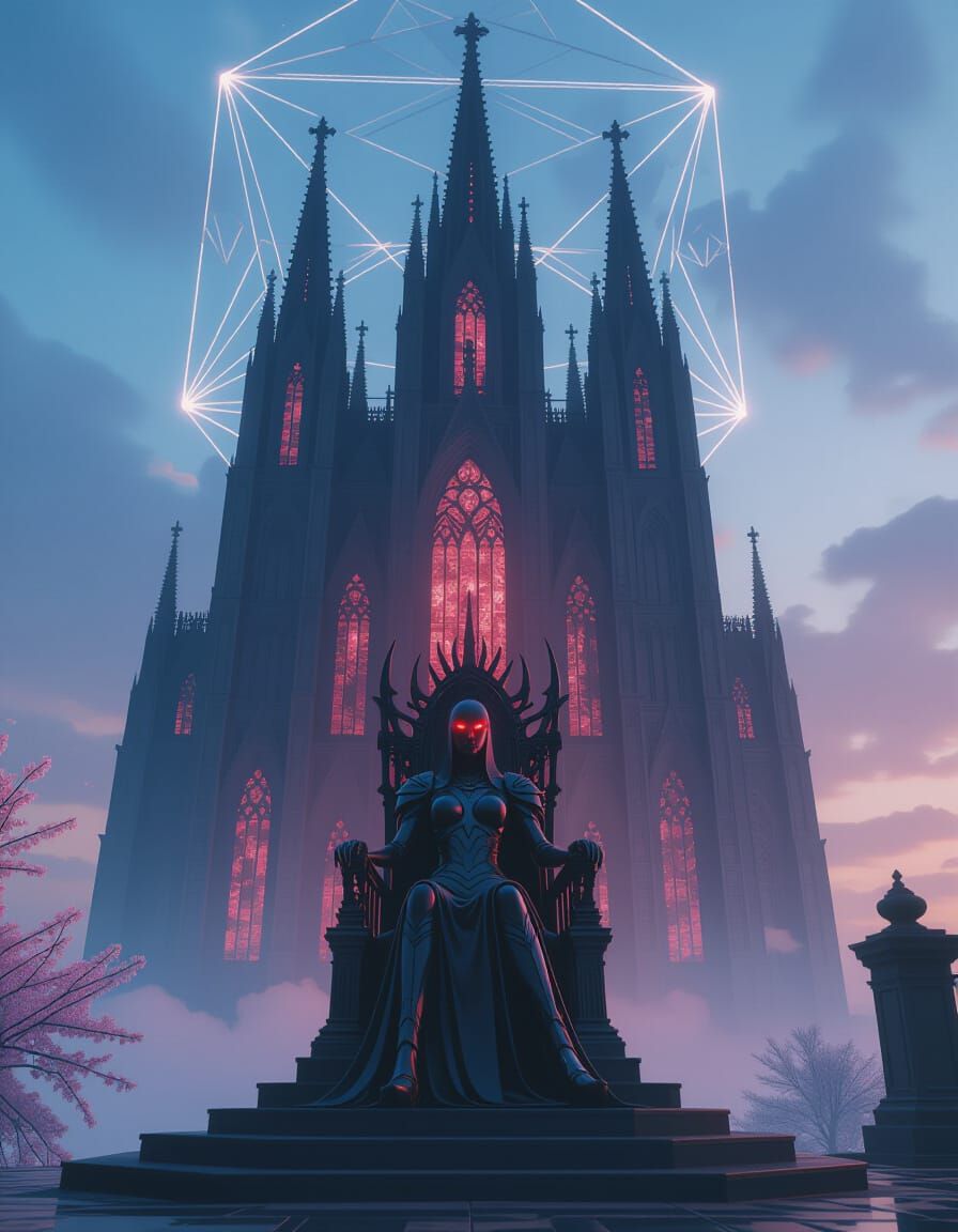 Cathedral Tesseract with Satan in Unreal Engine Style