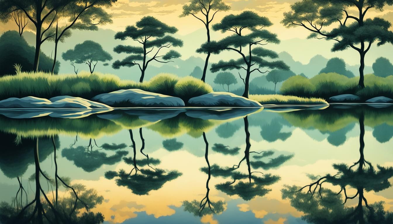 Tranquil Water Reflects Nature's Beauty