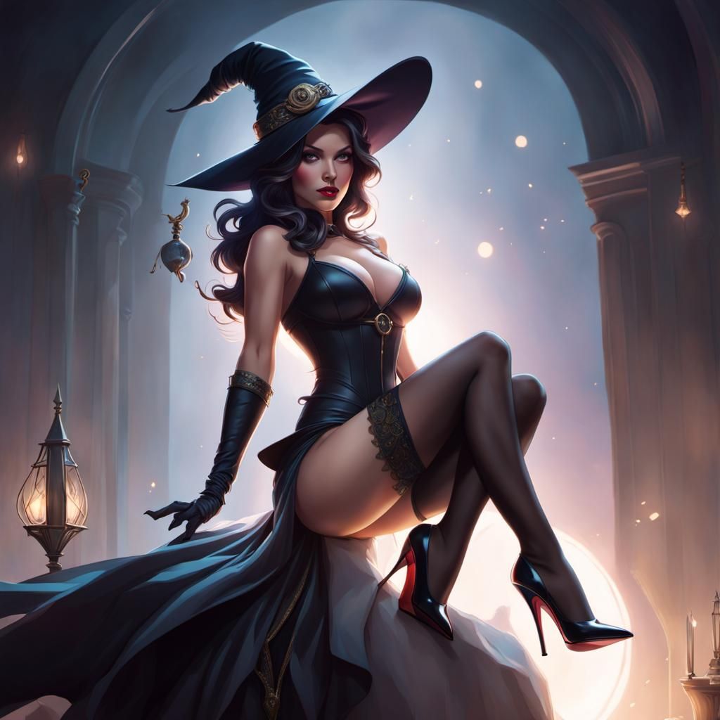 Fantasy Witch Pinup Portrait in 8k Resolution
