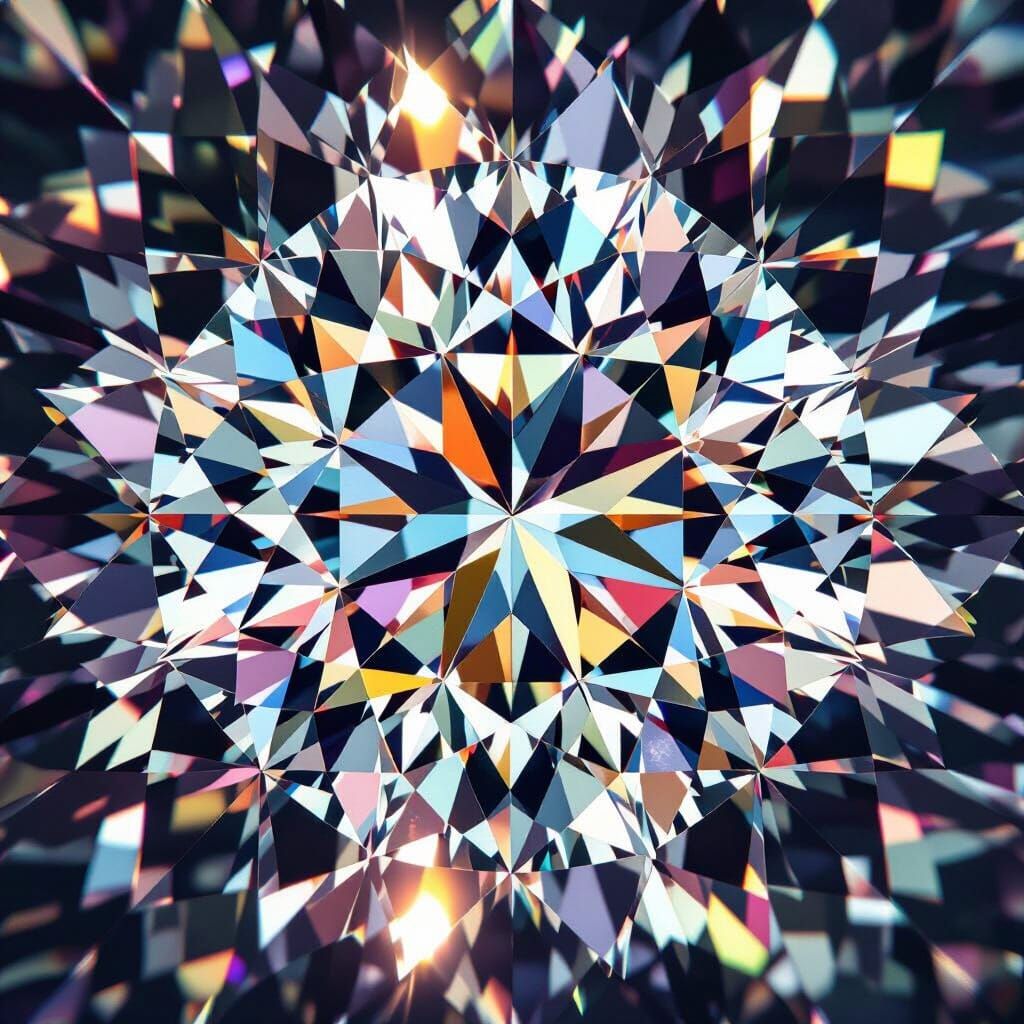 Kaleidoscopic Light Refraction by Diamonds in 8k