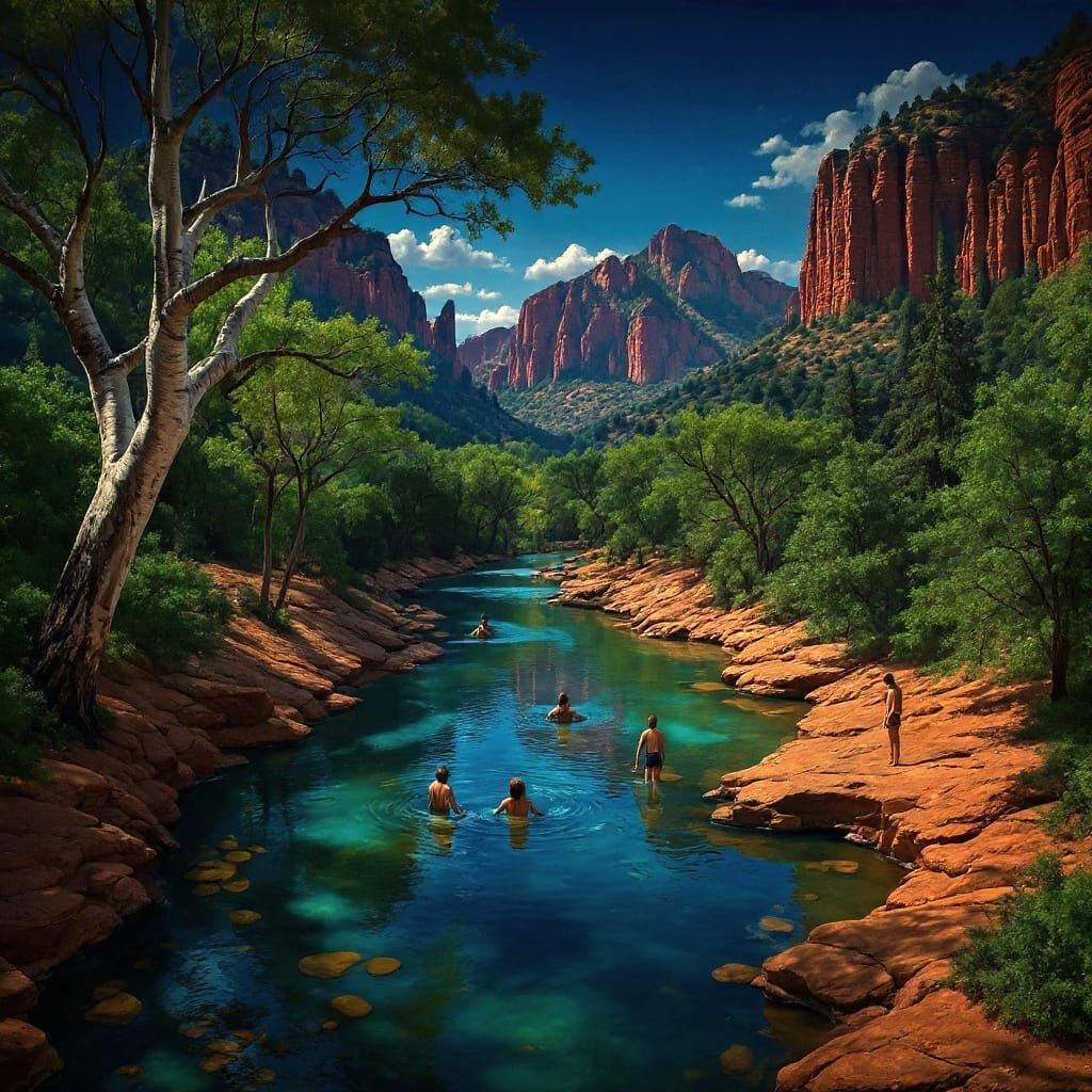Sedona's Oak Creek Canyon: Photorealistic River Scene
