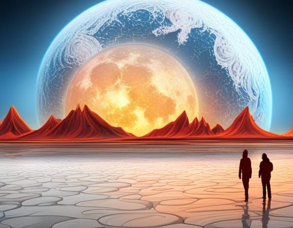 Sci-Fi Alien Moon Landscape in Spacecore Style