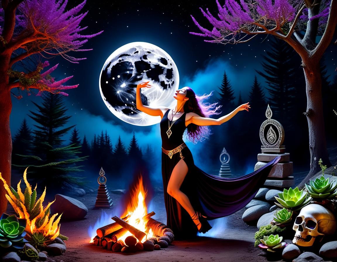 Gothic Goddess Lilith Altar in Watercolour