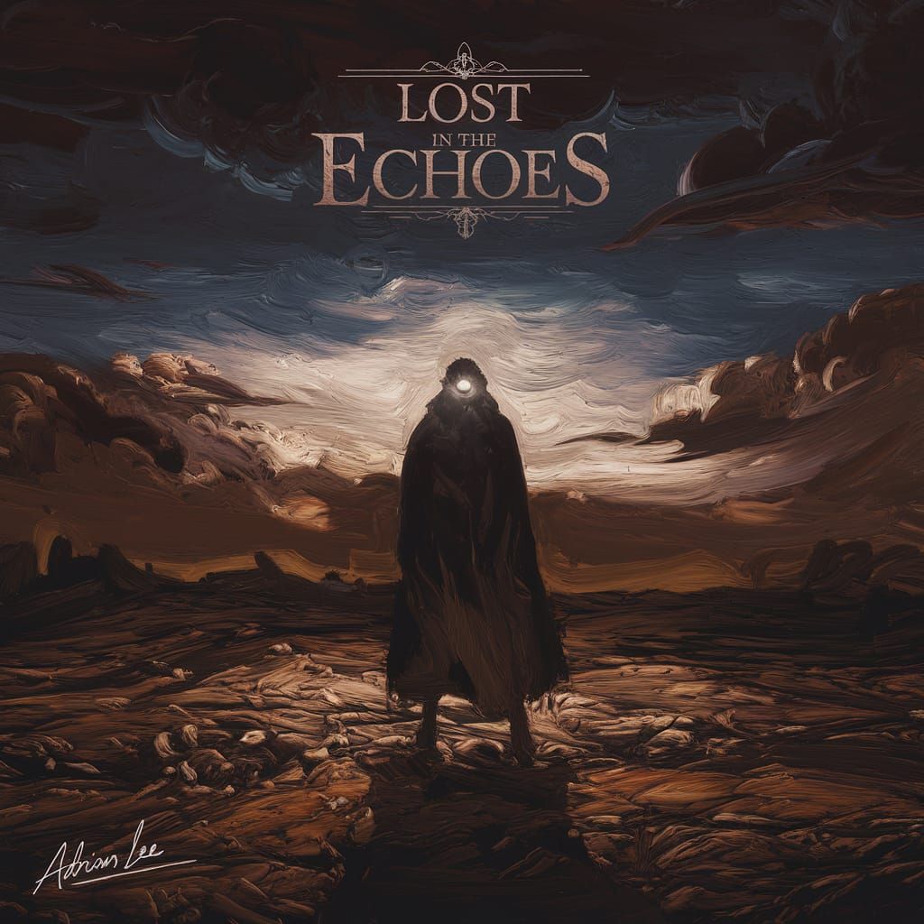 Roger Dean Style Desolate Landscape with Lone Figure