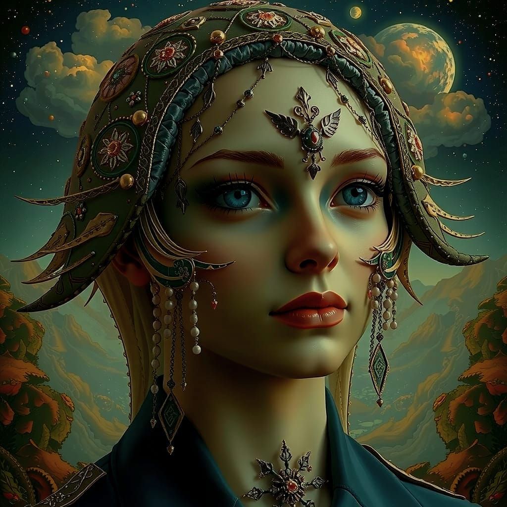 Dreamlike Amoeboid Landscape Painting in Pink, Blue, and Whi...