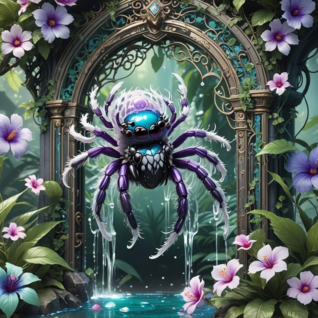 Holographic Jumping Spider in Ornate Jungle Portal