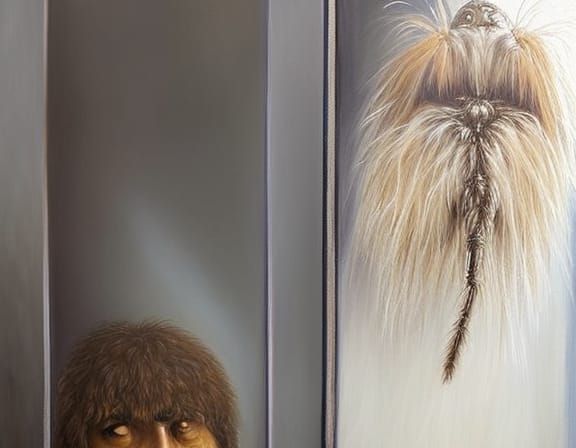 Patient Hairy Spider Waiting at Door: Fantasy Realism