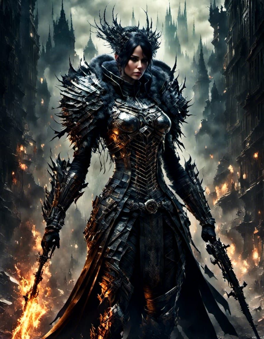 Cyborg Scavenger in Post-Apocalyptic Trashpunk Scene