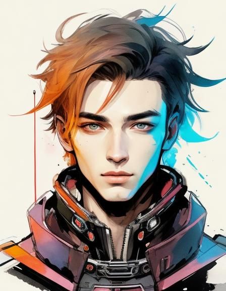 portrait of boy, astral, complex, trending on artstation, 2d vector illustration portrait, beautiful, vibrant, digital a...