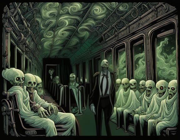 Mystical Soul Train Interior in Horror Comic Art