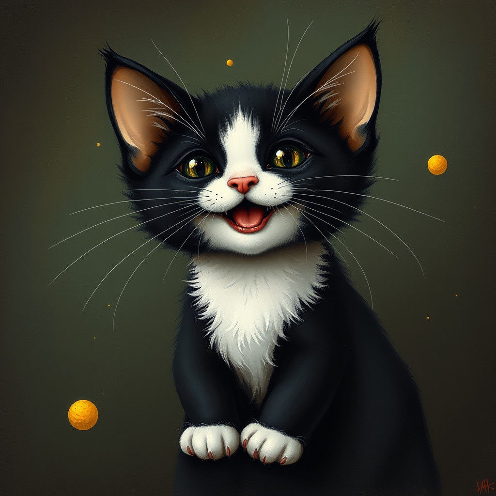 smiling tuxedo kitten