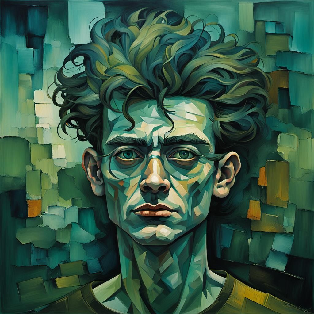 Surreal Face Portrait in Expressionist Style