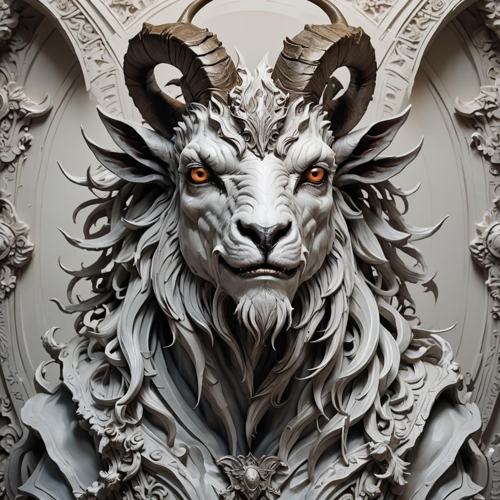 Sculpted Goat Head Portrait in Fantasy Art Style