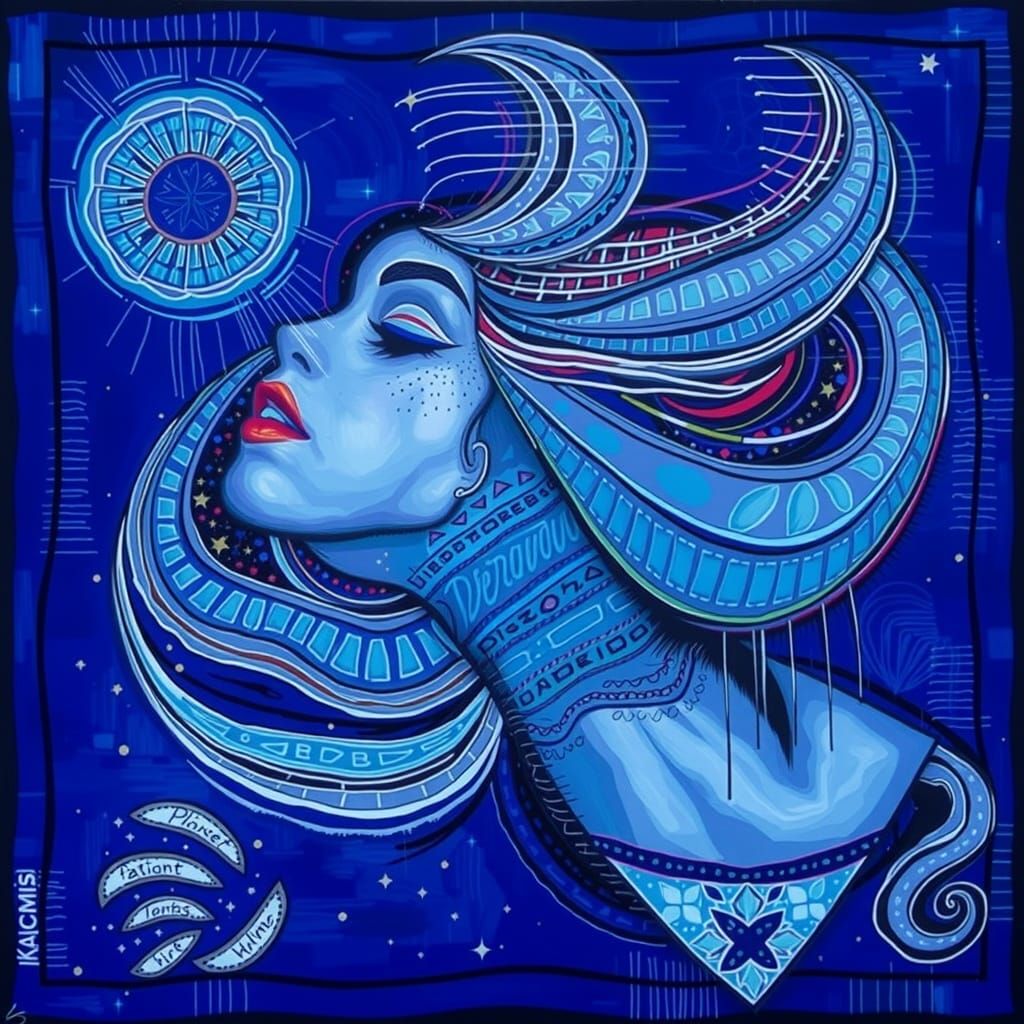 Abstract Monochromatic Black Portrait of a Woman in Malevich...