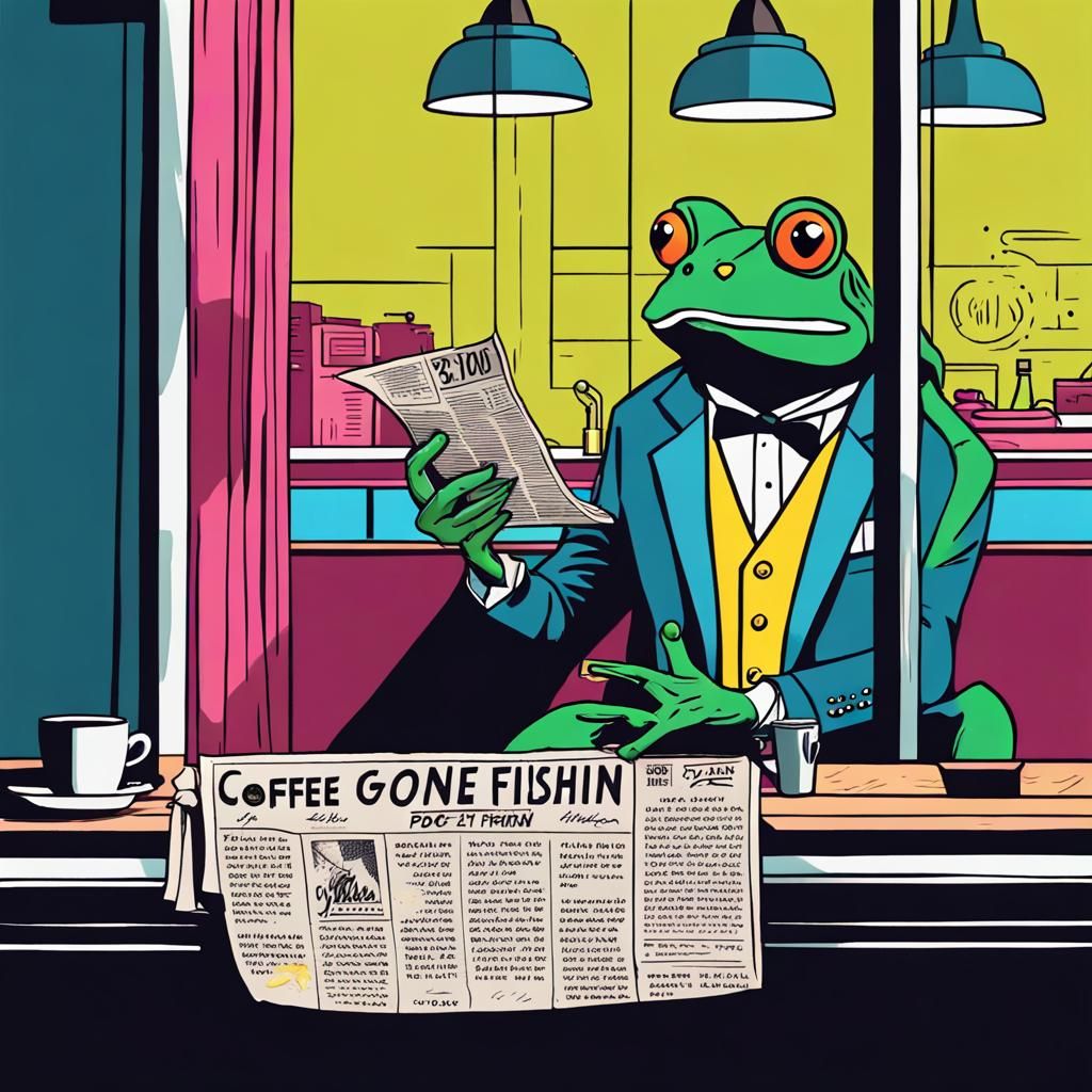 Frog in Tuxedo: Pop Art Newspaper Toss