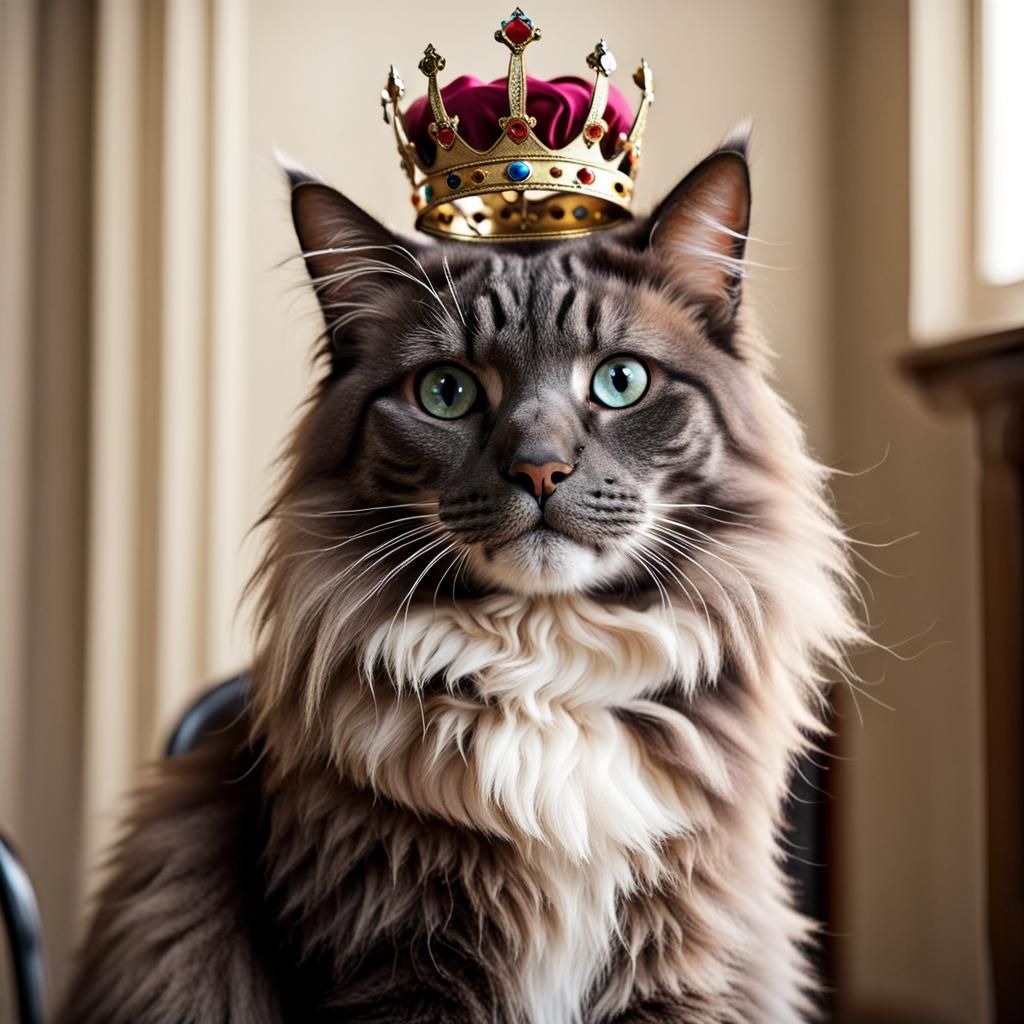 Majestic Cat with Crown