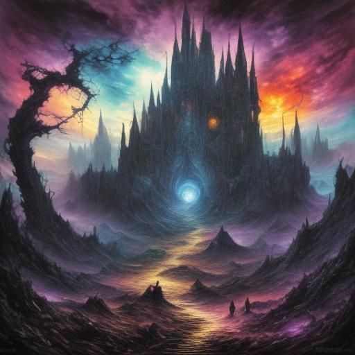 Melancholic Figure on Mystical Throne in Dark Fantasy Style