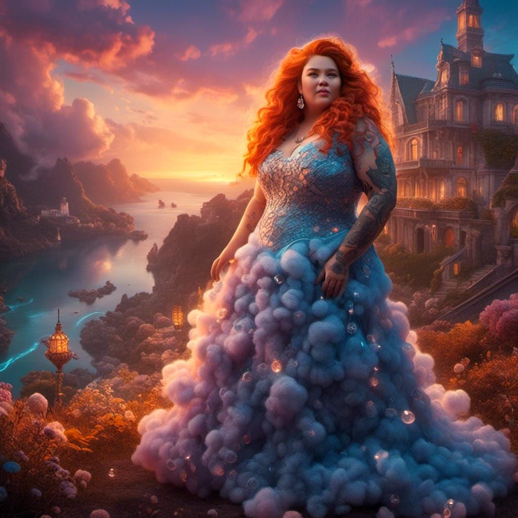 Glass Dress Portrait at Sunset, Fantasy Art